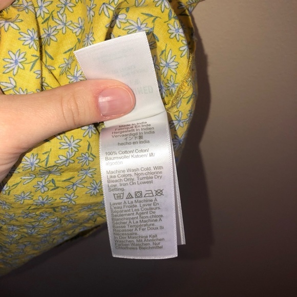 J Crew Factory Yellow Floral Embroidered Peasant Style Blouse - Picture 5 of 6